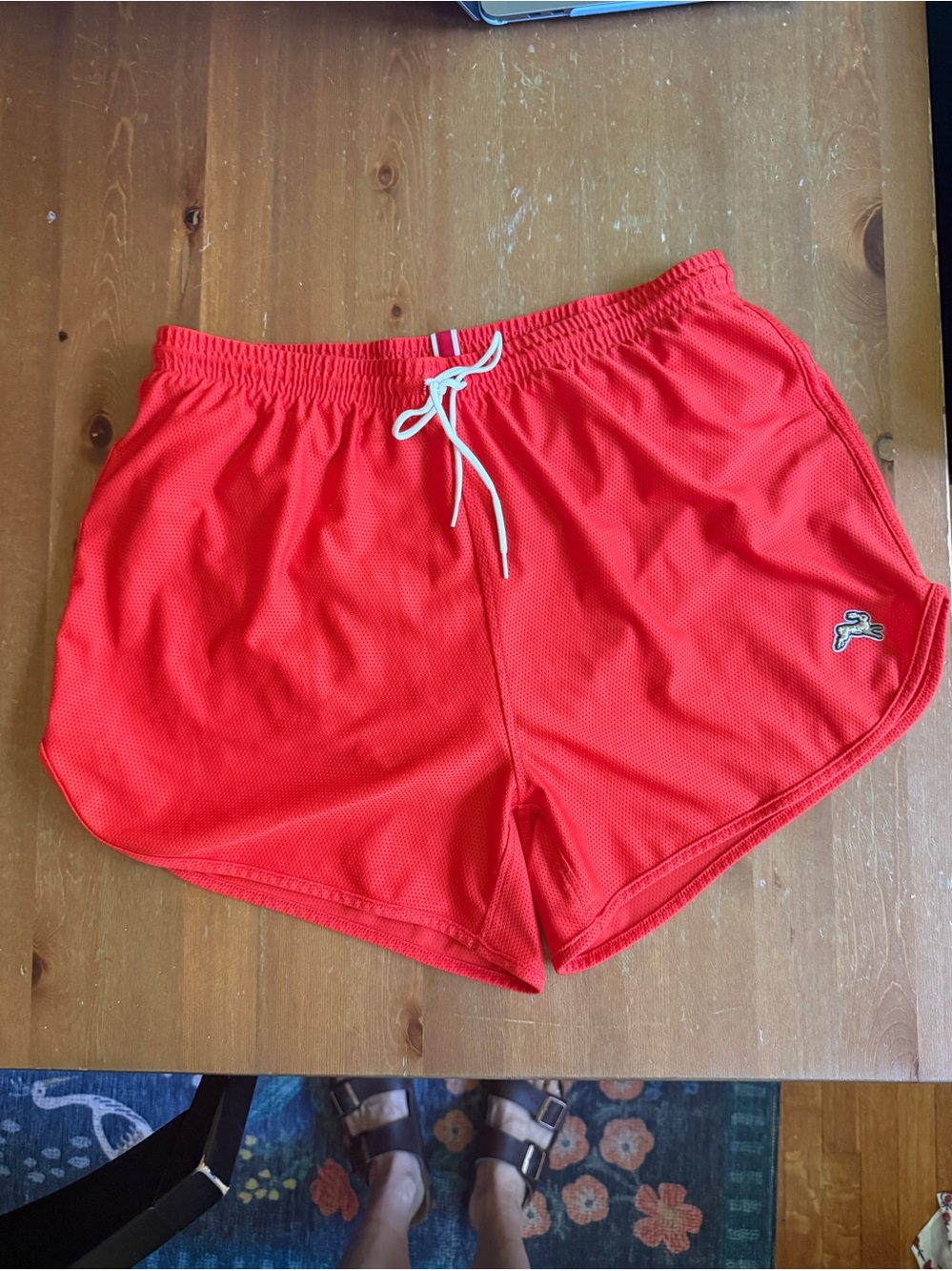 Tracksmith Red Athletic Shorts with White Drawstring